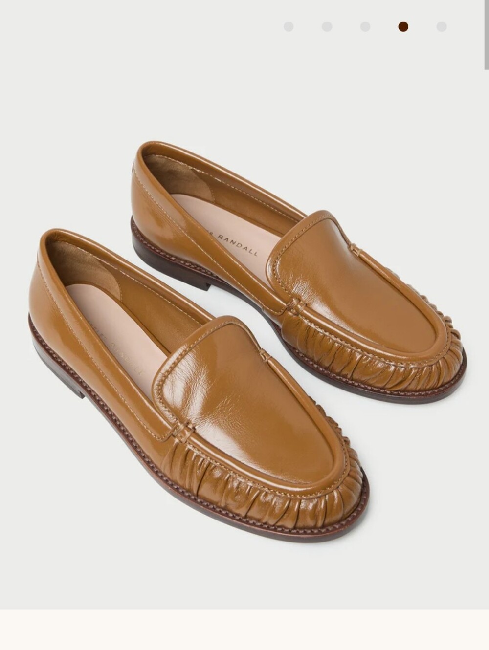 Loeffler Randall Tan Nappa Patent Leather Ruched Loafers
